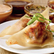 Chinese Beef Pot Stickers with Quartet of Dipping Sauces