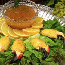 Curried Stone Crab Claws with Hot Marmalade Sauce