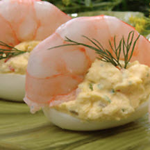 Shrimp in Deviled-Egg Boats