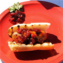 Touchdown Sausages with Chunky Cranberry-Beer Topping