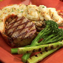 Grilled Florida Lobster Surf and Turf with Shallot Butter