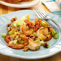 Grilled Shrimp with Walnuts and Scallions