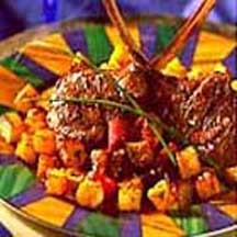 Crispy Potato Croutons with Grilled Marinated Lamb Chops