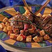 Grilled Marinated Lamb Chops with Crispy Potato Croutons