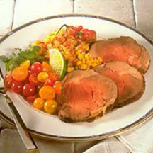 Southwestern Leg of Lamb with Bacon-Corn Relish