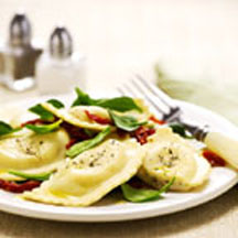 Quattro Formaggi Agnolotti with Baby Spinach and Sun-Dried Tomatoes