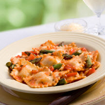 Ravioli with Creamy Garden Vegetable Sauce