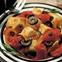 Ravioli with Fire-Roasted Tomatoes and Olives