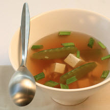 Miso Chicken Soup with Snow Peas and Tofu