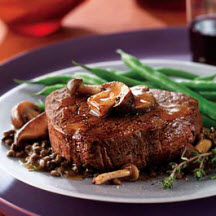 Filet Mignon with Herb-Butter Sauce and Mushrooms