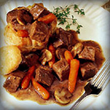 Simple Beef Burgundy Over Pastry Shells
