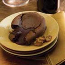 Molten Chocolate Cake with Candied Walnuts