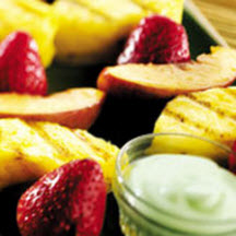 Grilled Fruit Kabobs with Tropical Yogurt Sauce