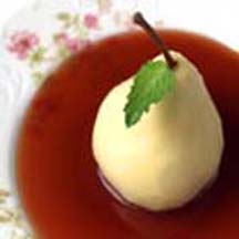 Poached Pears in Balsamic Red Currant Sauce