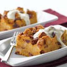 Pumpkin Bread Pudding with Brown Sugar-Yogurt Sauce