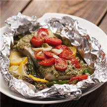 No Mess Summer Fish Packets with Pesto