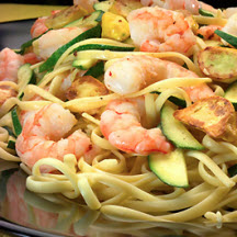 Shrimp Fettuccine with Zucchini