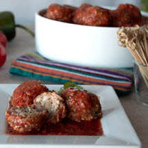 Crimini and Pork Albondigas with Chipotle Tomato Sauce