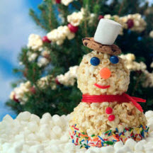 Holiday Popcorn Snowman Recipe - CooksRecipes.com