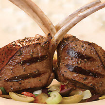 Grilled Rib Chops with Savory Artichoke Tapenade Sauce