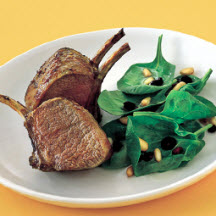 Roast Rack of Lamb with Spinach and Currant Salad