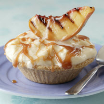 Caramel Frozen Yogurt Pie with Grilled Peaches