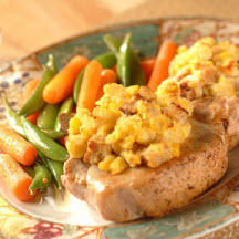 Baked Pork Chops with Corn Stuffing