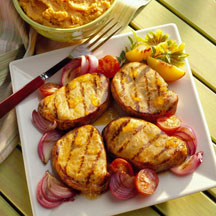 Peachy Mustard Pork Chops