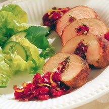 Southwestern Stuffed Pork with Spicy Cranberry Compote