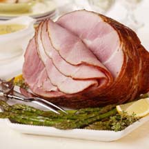 Spiral-Cut Ham with Slow-Roasted Asparagus and Lemon-Thyme Sauce