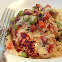 Chicken Fricassee with Edamame and Orzo