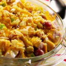 Turkey Salad Casserole with Cheddar Cheese
