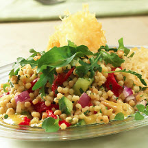 Crisp Asiago Chips with Fregola Sardo