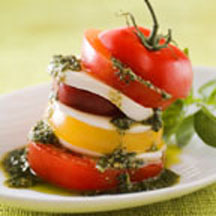 Insalata Caprese with Pesto Vinaigrette