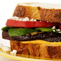 Garlic Roasted Eggplant Sandwich with Feta