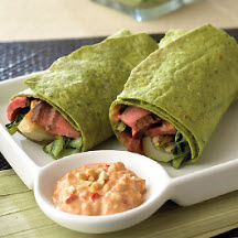 Grilled Szechuan Steak and Bok Choy Wraps with Spicy Peanut Mayonnaise