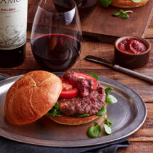 Malbec Burgers with Creole Mustard Tomato Jam