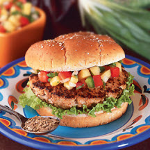 Southwestern Grilled Turkey Burgers with Pineapple Pico de Gallo