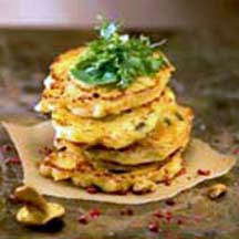 Idaho Potato Pancakes with Chanterelles, Walnut and Basil Oil