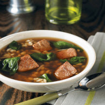 Beef Barley Soup with Spinach